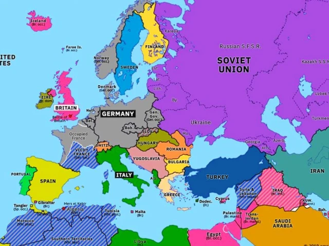 Europe 1940-41 before Germany invaded Russia.